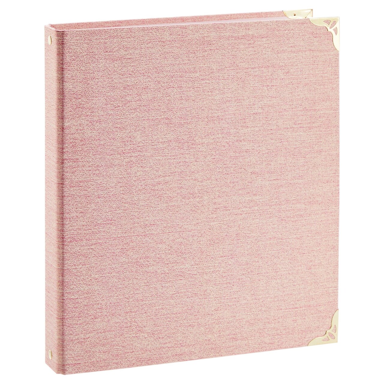 Light Pink 3 Ring Binder with 1.5 Inch Rings, Decorative Linen File Folder with Gold Hardware for Office Supplies, Planner, Portfolio, 250 Sheet Capacity (11.5 x 10.5 In)